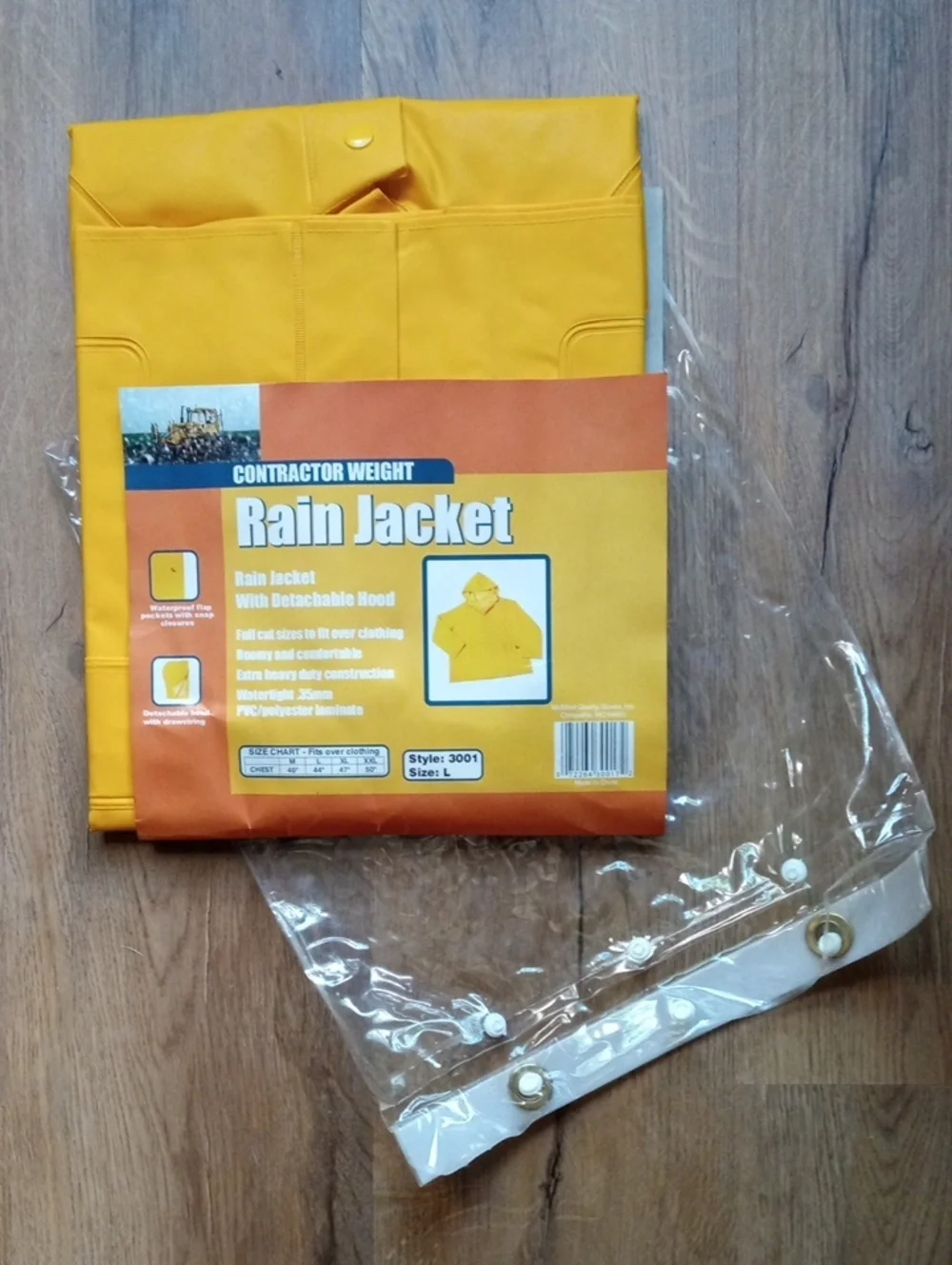 MidWest Contractor Weight Industrial Rain Suit Jacket With Hood Large